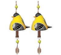 Puthernm Campana di canto d'uccello, campanellino a vento campana, canto d'uccello, decorazione da giardino campana, canto d'uccello, campanellino a vento sospeso, supporto campanellino a vento giallo