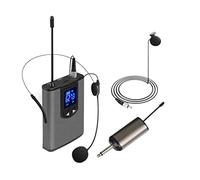Puthernm Cuffia Wireless Portatile UHF/Microfono Lavalier da Bavero con Trasmettitore e Ricevitore Bodypack Uscita da 1/4 di Pollice (A)