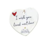 Puthernm Decorazioni Natalizie Cuore Ornamento da Appendere Ornamento in Ceramica Decor Perfetto per Amici Coppie Albero di Natale Resistente Facile da Installare