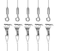 Puthernm Kit di Filo per Appendere Quadri Composto da 5 Pezzi, 2m X Φ1.5mm In Acciaio Inossidabile con Gancio Regolabile e Gancio per Cornice In