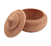 Puthernm Scatola Rotonda nel Rattan, Cesto di Frutta nel Vimini con Coperchio Cestino per Il Pane Cestino Portaoggetti Cestino Intrecciato nel per Pane, Snack