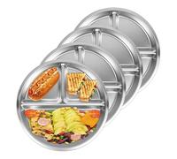 Puthernm Set di 4 vassoi da cena riutilizzabili da 8" con 3 scomparti per il controllo delle porzioni nel quadro di una dieta bariatrica o diabetica.