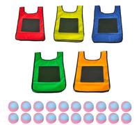Puthernm Set di Giochi Eludeball -5 Pezzi Gilet per Bambini con Etichetta Eludeball con 20 Palline Sportive Elude per Giochi da Giochi Interni Ed Esterni S