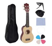 Puthernm Set Ukulele da 21 Pollici per Principianti Ukulele In Tiglio per Chitarra Piccola A 4 Corde con Clip per Borsa da Trasporto e 4 Plettri In Legno Resistente e Facile da Usare