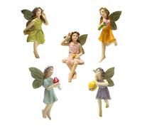 Puthernm Statuine di Fata 5 Pezzi Figure di Fata in Resina con Ala di Mosca Figurine di Giardino Fatato in Miniatura Statua di Fata per Paesaggio Facile da Usare