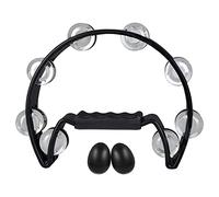 Puthernm Tambourine, Metal Jingles Hand Held Percussion Half-Moon Tambourine e Egg Shakers per Kids, Adults, KTV, Party Black