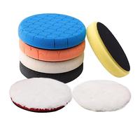 Puthernm Tampone per Lucidatura Cuscino 7Pc 5,5 Pollici Faccia per 5 Pollici 125 mm Piastra di Supporto Tamponi In Spugna per Lucidatura Kit di Tamponi per Lucidatura Taglio