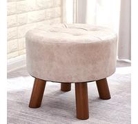 PUTHLLA Piccolo Pouf con Gambe in Legno stabili, poggiapiedi Imbottito per Letti Alti, Sedia, Divano, Patio, Camera da Letto, Soggiorno, Ufficio, Rotondo