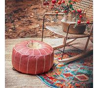 PUTHLLA Poggiapiedi Poggiapiedi Decorativo Marocchino in Pelle PU Pouf Artigianale Pouf Poggiapiedi Rotondo e Grande 55 * 55 * 30cm Cuscino Non Imbottito Cuscino