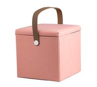 PUTHLLA Pouf Contenitore Pieghevole, Pouf cubo con Cinturino in Pelle poggiapiedi tavolino Sgabello da caffè casa e Soggiorno-Rosa 30x30x30cm(12x12x12)
