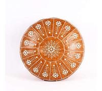 PUTHLLA Pouf in Pelle Artificiale Marocchino in Stile Nordico, Artigianato, Ricamo Mandala, poggiapiedi Rotondo, Cuscino Non Imbottito, poggiapiedi