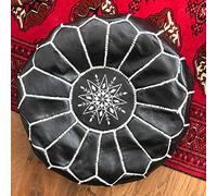 PUTHLLA Pouf poggiapiedi Marocchino, Fodera per Cuscino in Pelle Non Imbottita, Poltrona a Sacco Rotonda, Grande poggiapiedi, Decorazione Boho-c 50x40cm (20x16 Pollici)