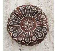PUTHLLA Pouf poggiapiedi Marocchino, Fodera per Cuscino in Pelle Non Imbottita, Poltrona a Sacco Rotonda, Grande poggiapiedi, Decorazione Boho-b 50x40cm (20x16 Pollici)
