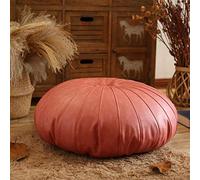 PUTHLLA Pouf poggiapiedi Marocchino, poggiapiedi Comfort Boho Cuscino da Pavimento in Similpelle Sgabello poggiapiedi Sedia Rotonda Fatto a Mano per Soggiorno-Rosa 65x25cm (26x10 Pollici)