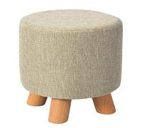 PUTHLLA Sgabello da Trucco in Legno massello, Pouf in Lino, poggiapiedi, poggiapiedi, Sedia Imbottita, Sedia da Ufficio, casa, b 28x28x26cm (11x11x10 Pollici)