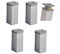 PUTOAHAO 4 Pezzi Piedini per Mobili in Alluminio, Piedini Regolabili per Mobili (40 X 40 mm),Piedi per Mobili (16 Viti),Gambe per Mobili per Armadietto,Divano,Tavolo, Letto (argentati, 12 cm)