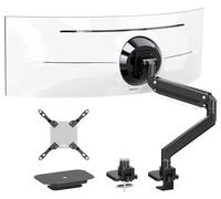 PUTORSEN Braccio Monitor per 17-57 pollici monitor e TV, fino a 27 kg, supporto monitor scrivania in alluminio di qualità superiore con molla a gas, piastra di rinforzo, VESA max fino a 200 x 200mm