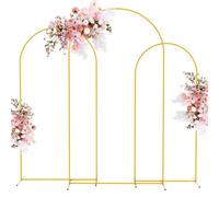 Putros Set di 3 supporti ad arco in metallo color oro per matrimonio (2,7 m, 1,8 m, 1,8 m) cornice quadrata ad arco per decorazione di feste di compleanno