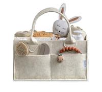 PUTSKA Organizzatore di pannolini per bebè - Cesto portaoggetti per stazione fasciatoio, regalo per baby shower ed essenziale per lista nascita, decorazione per la cameretta - Bianco, Grande