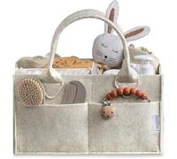 PUTSKA Organizzatore di pannolini per bebè - Cesto portaoggetti per stazione fasciatoio, regalo per baby shower ed essenziale per lista nascita, decorazione per la cameretta - Bianco, XL