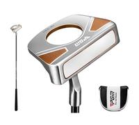 Putter da golf in piedi con pick-up per palline, per uomini e donne, con copritesta per destrorsi e putter da golf da 86 cm (oro)