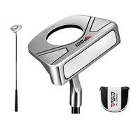 Putter da golf in piedi con pick-up per palline, per uomini e donne, con copritesta per destrorsi e putter da golf da 86 cm (argento)
