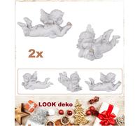 Putti Angelo Cuore di Cristallo Seduto Statuine Bianco Deco 16x7cm Poliresina 2