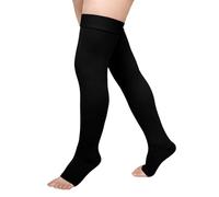 PUTUO Calze a Compressione Coscia per Donna: Calze Autoreggenti Antitrombo Taglie Forti per Uomo - Calzini Contenitive per Degenza Antiembolismo 20-30 mmHg nero 3XL