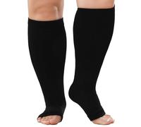 PUTUO Calze a Compressione Graduata da Uomo: Calzini a Compressione Gambaletti Donna Calze Contenitivi Taglie Forti Punta Aperta per Corsa Viaggi Gravidanza Viaggi in Aereo 1 Paia nero 6XL