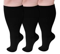PUTUO Calze a Compressione Graduata da Uomo: Calzini a Compressione Gambaletti Donna Calze Contenitivi Taglie Forti per Corsa Viaggi Gravidanza Viaggi in Aereo nero 7XL 3 Paia