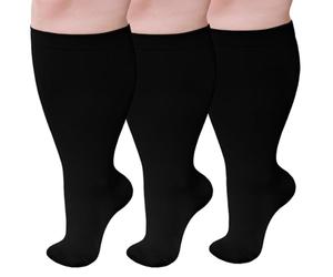 PUTUO Calze a Compressione Graduata da Uomo: Calzini a Compressione Gambaletti Donna Calze Contenitivi Taglie Forti per Corsa Viaggi Gravidanza Viaggi in Aereo nero 6XL 3 Paia