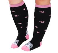 PUTUO Calze Compressione Graduata Donna: Gambaletti Compressione Taglie Forti Donna Calze Contenitive Uomo per Sport Corsa Viaggi Gravidanza Ciclismo Viaggi in Aereo 1 Paia Nero 5XL