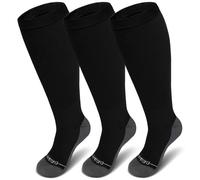 PUTUO Calze Compressione Taglie Forti: Gambaletti Compressione Graduata per Donna Uomo Calzini Calze Contenitive per Gravidanza Aereo Viaggi nero 5XL 3 Paia