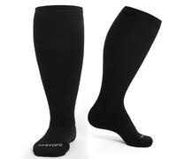 PUTUO Calze Compressione Taglie Forti: Gambaletti Compressione Graduata per Donna Uomo - Calzini Contenitive in Bambù Viscosa per Gravidanza Aereo Viaggi nero 3XL 1 Paia