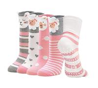 PUTUO Calzini Antiscivolo Bambina Ragazze: Calze in Cotone per Bambini Calzini Colorati per Ragazze con Motivi Animali Regalo Idee Regalo Compleanno per Bimba 5-8 anni, Taglia 20-38, 5 paia
