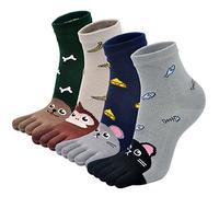 PUTUO Calzini con Dita Separate per Bambini: Calze con 5 Dita Bambina e Bambino - Calze Animali Divertenti di Cotone 7-12 anni 5 Paia
