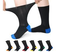 PUTUO Calzini Diabetici per Uomo Donna: Calze Sanitarie Senza Elastico per Uomo in Cotone - Calzini Extra Larghi Senza Cuciture per Piedi Gonfi e Anziani Taglia 47-50 Multicolore 6 paia