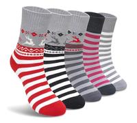 PUTUO Calzini Donna Invernali Termici: Donna Calze Invernali Calde in Cotone - Calzini Divertenti con Fantasia Animale per Natale Taglia 39-42 5 paia
