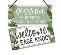 Putuo Decor Cartello con scritta "Welcome Please Knock, Session in Progress Door Sign for Therapy Office, Counseling, Hotel, Spa, 25,4 x 12,7 cm Placca botanica in PVC