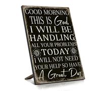 Putuo Decor Cartello da parete divertente di Dio Christian, Good Morning This is God I will be Handing All Your Problems, 20,2 x 5,8 pollici Cattolico Inspirational Table Quotes