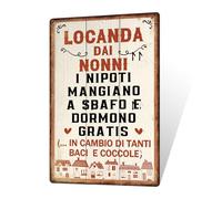 Putuo Decor Cartello Locanda dei Nonni - Frase Divertente per Nonni e Nipoti, Decorazione Vintage per Casa, Alluminio