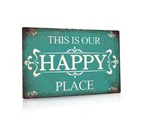 Putuo Decor Cartello per portico, decorazione per casa, bar, fattoria, 30,5 x 20,3 cm, cartello da parete in alluminio - This is Our Happy Place