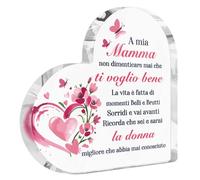Putuo Decor Decorazione Acrilica Cuore - Regalo Mamma con Frase "A mia Mamma, non dimenticare mai che ti voglio bene" - Per Compleanni, Festa della Mamma