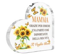 Putuo Decor Decorazione Acrilica Cuore - Regalo Mamma con Girasoli e Frase Grazie per Essere Parte della mia Vita - per Compleanni, Festa della Mamma
