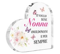 Putuo Decor Decorazione Acrilica Cuore - Regalo Nonna con Farfalle e Frase Ti Voglio Bene Nonna Oggi, Domani e Sempre - per Compleanni, Festa dei Nonni, Natale