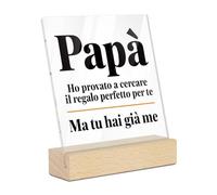 Putuo Decor Decorazione Acrilica Cuore - Regalo Papà con Frase "Non dimenticare mai che ti voglio bene" - Per Festa del Papà, Compleanni