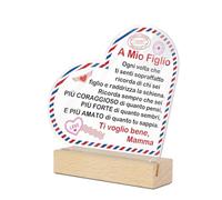 Putuo Decor Regalo Figlio Acrilico Cuore - Sei più Coraggioso di Quanto Pensi, Ti Voglio Bene Mamma, Design Stile Lettera Airmail