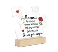 Putuo Decor Targa Decorativa in Acrilico per Mamma Frase "Grazie per Essere un Pezzo Così Importante della Mia Vita Ti Amo per Sempre" Regalo Affettuoso per la Mamma Decorazione da Tavolo con