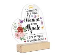 Putuo Decor Targa Decorativa in Acrilico per Nonna - Frase "L'amore tra una Nonna e un Nipote è per Sempre" - Regalo Affettuoso per Nonna - Decorazione da Tavolo con Farfalle e Fiori