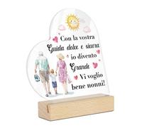 Putuo Decor Targa Decorativa in Acrilico per Nonni - Frase "Con la Vostra Guida Dolce e Sicura Io Divento Grande" - Regalo Sentimentale per Nonni - Decorazione da Tavolo con Design Famiglia